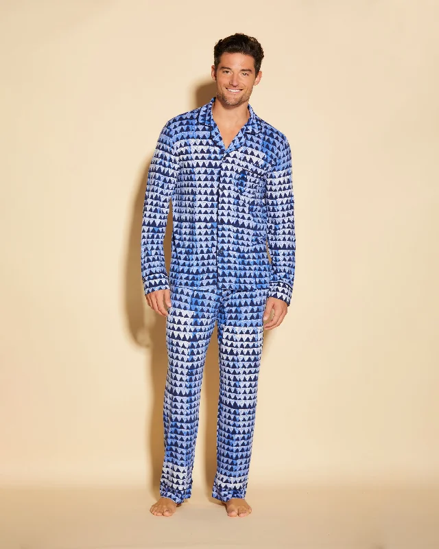 Klassisches Langärmeliges Top & Hose Pyjama-Set Für Männer