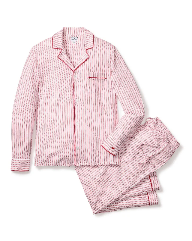 Men's Pima Pajama Set in Antique Red Ticking