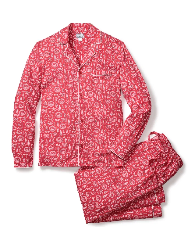 Men's Pima Pajama Set in Whimsical Winter Saks x Petite Plume