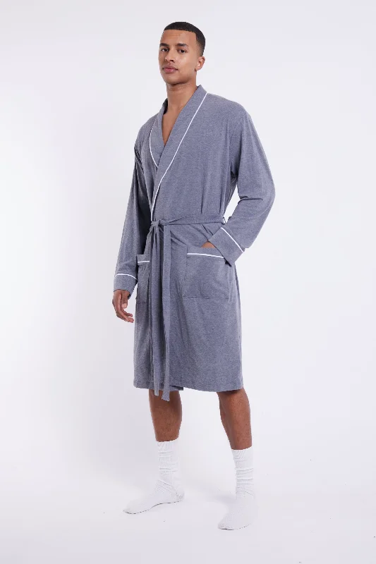 Personalised Mens Jersey Robe - Grey