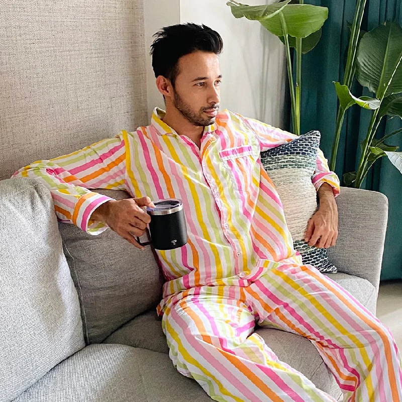 Tropical Punch Cotton Notched Pyjama - Men