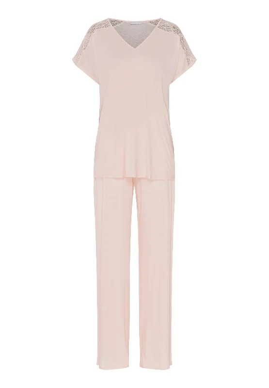 Josephine Soft Lace Trim Long Pajama Set | Peach Whip 74940-2311