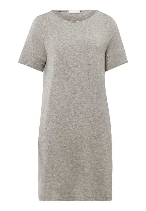 Natural Elegance Soft Round Neck Nightgown | Grey Melange 74949-958