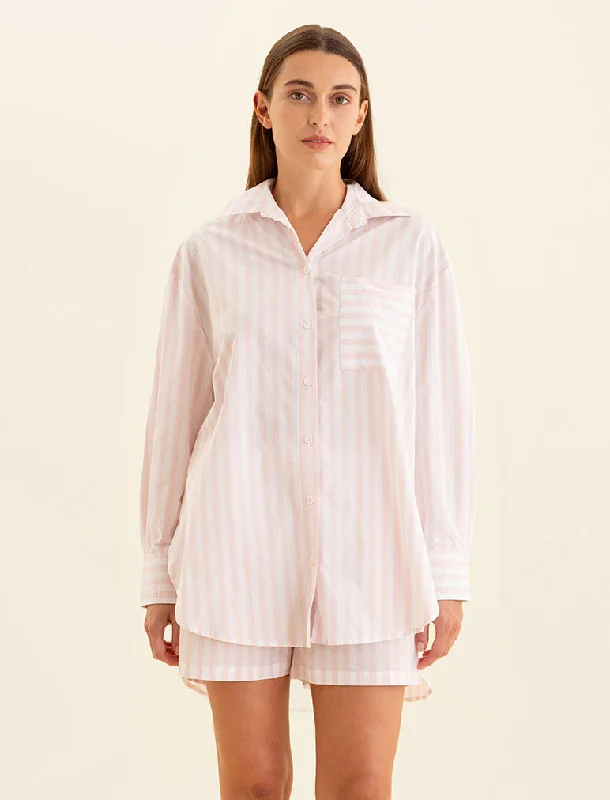 Cotton Stripe Shirting Boxer PJ Set