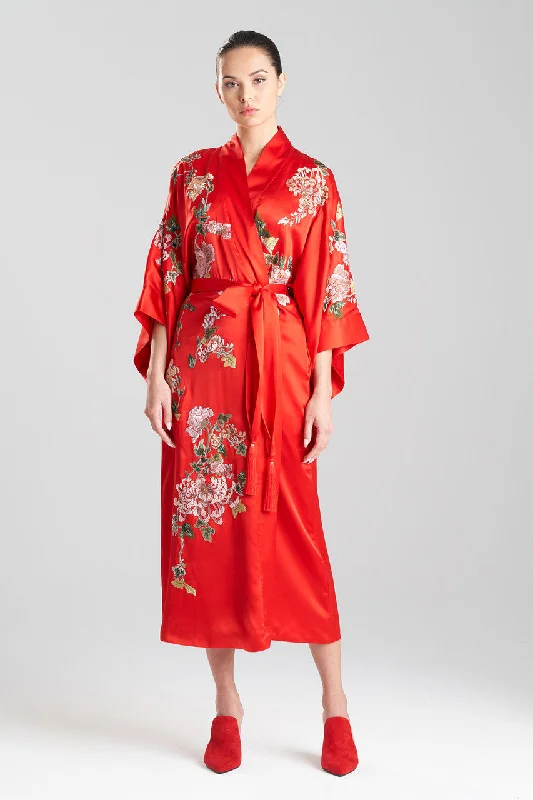 Couture Kairaku Garden Embroidered Long Silk Robe