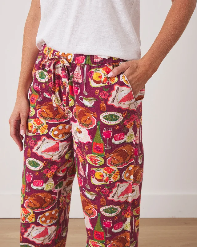 Festive Feast - Petite Flannel Pajama Pants - Cranberry Sauce