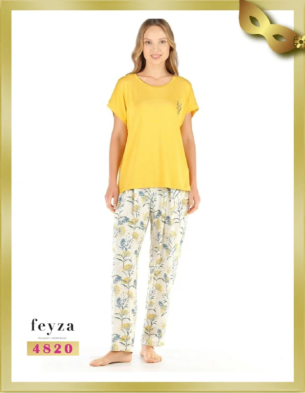 Short Sleeves Long Printed Pajamas 4820