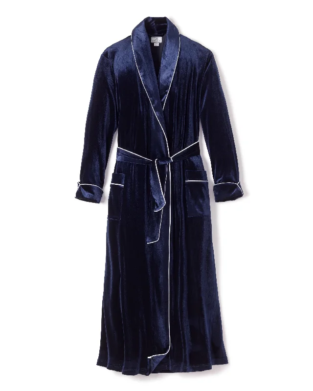 Women's Velour Robe in Navy