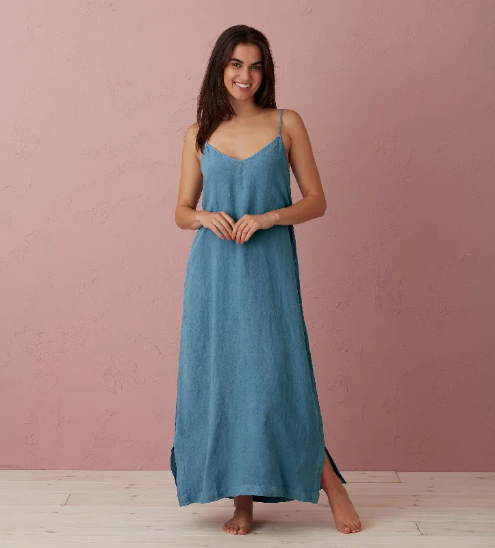 Peacock Willa 100% Linen Long Cami Nightie