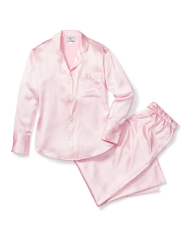 Women's Silk Pajama Set in Pink