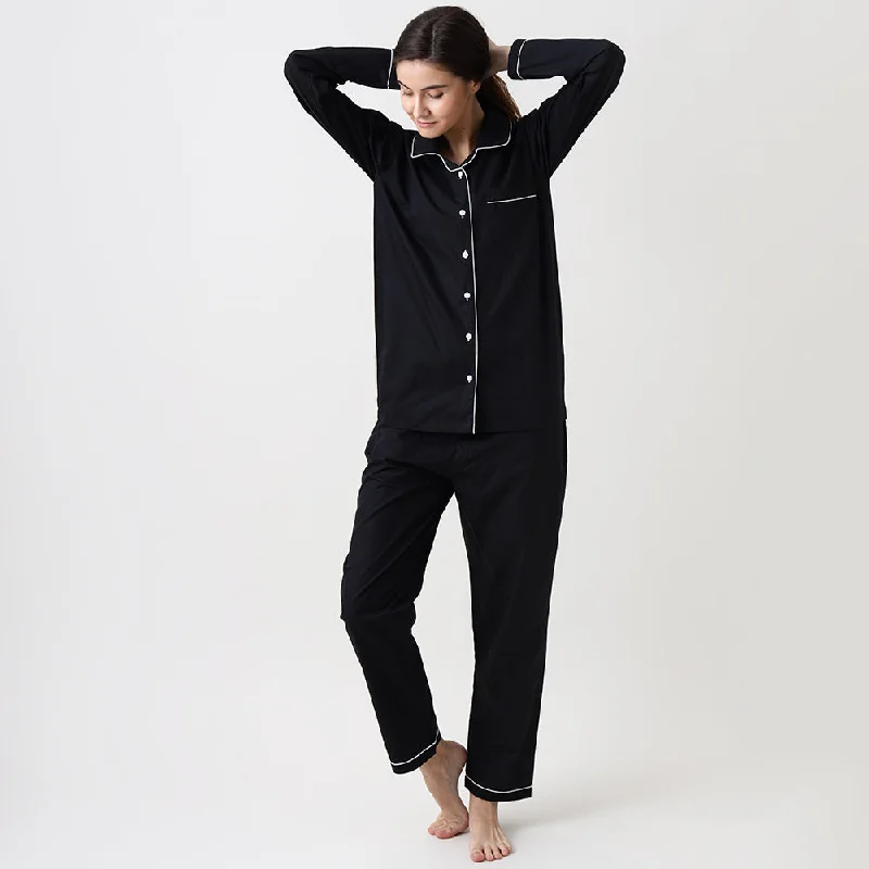 Women Classic Black Pajama Set