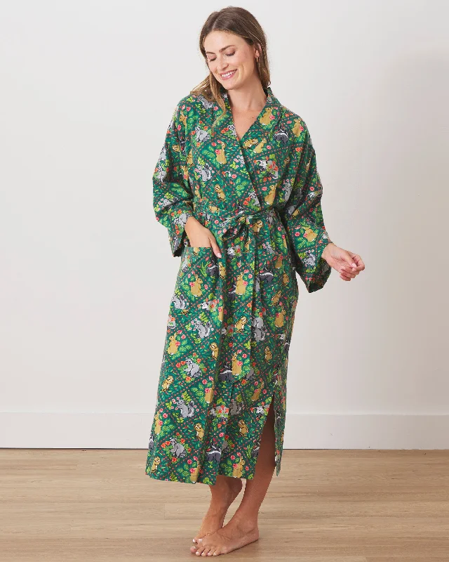 Woodland Critters - Flannel Robe - Fern