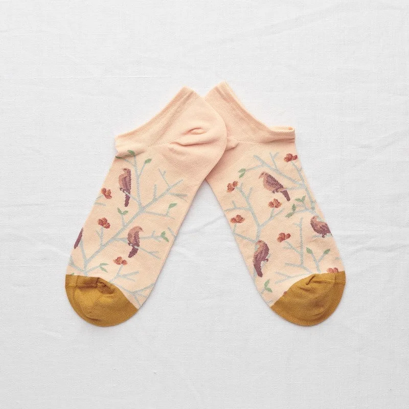 Bonne Maison Ankle Socks Rosebud Pink Birds