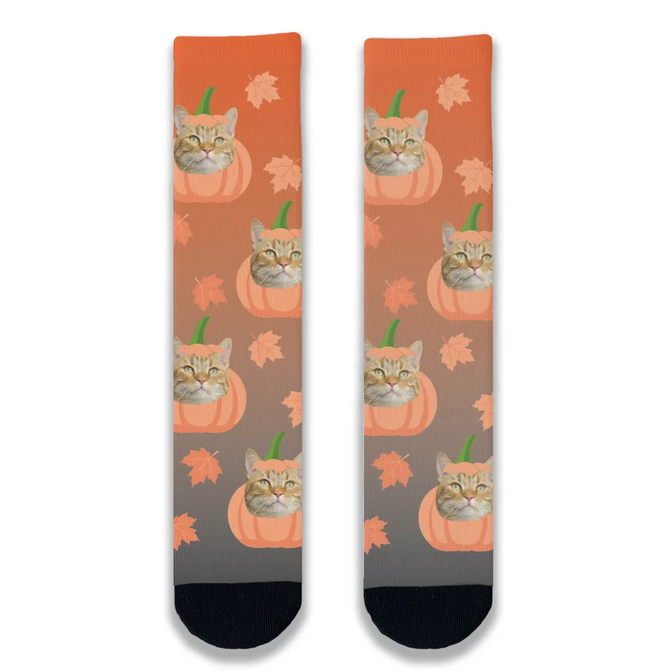 Halloween Cat Pumpkin Personalised Socks