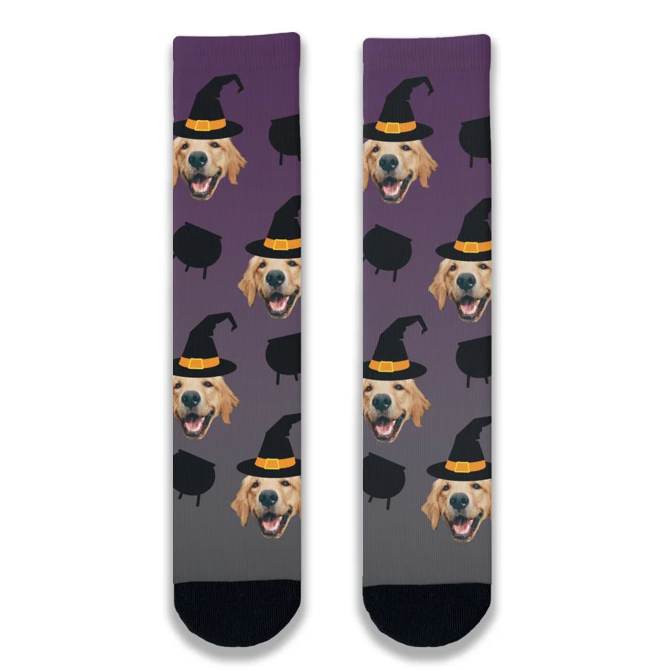 Halloween Dog Witch Personalised Socks