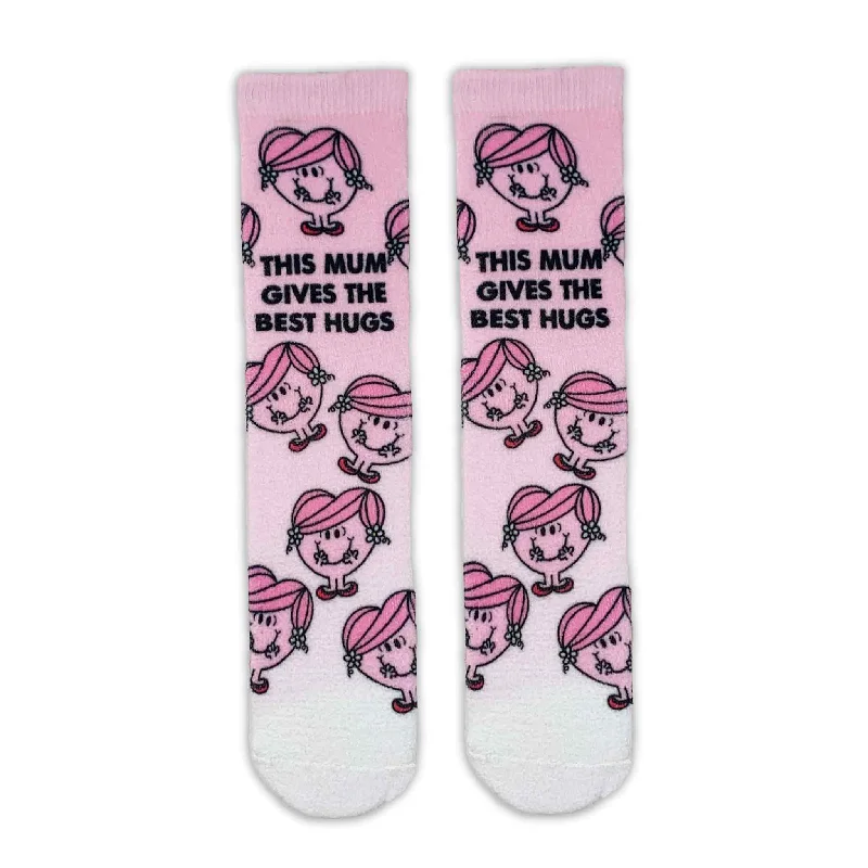 Little Miss Hug "This Mum Gives The Best Hugs" Adult Printed Cosy Socks