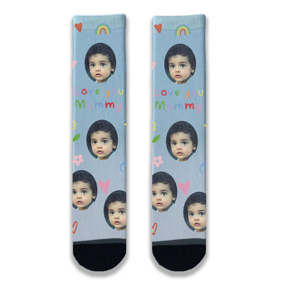 Love you Mummy Personalised Face Socks