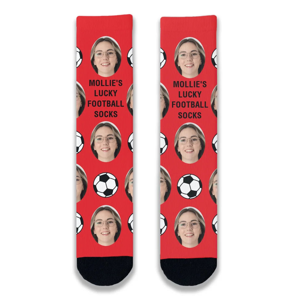 Lucky Football Personalised Face Socks