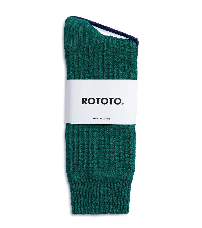 RoToTo Cotton Waffle Socks: Sea Green