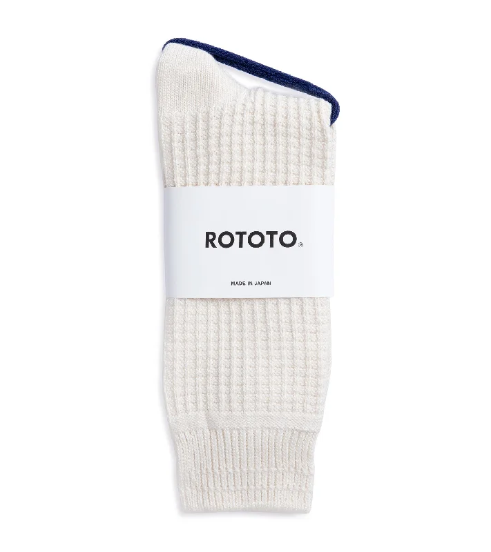 RoToTo Cotton Waffle Socks: Raw White