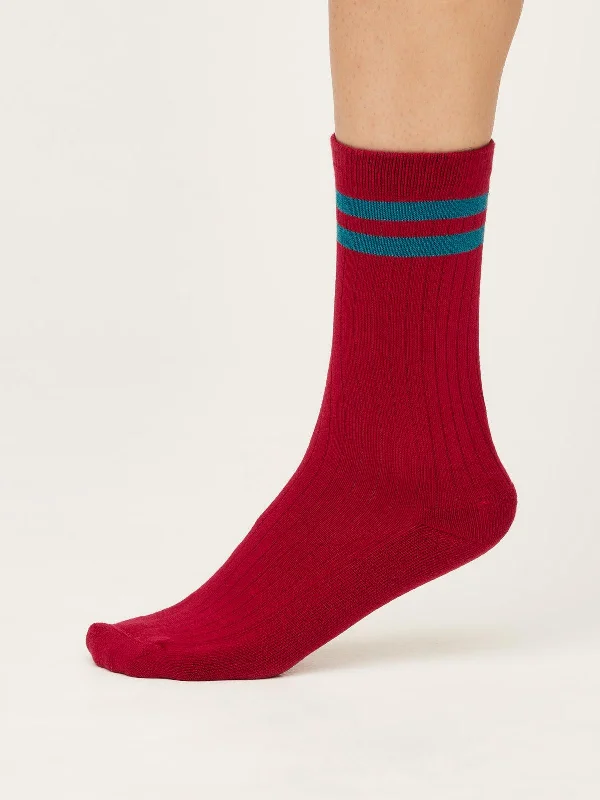 RUGBY STRIPE  SPORT SOCKS - MAGENTA PINK