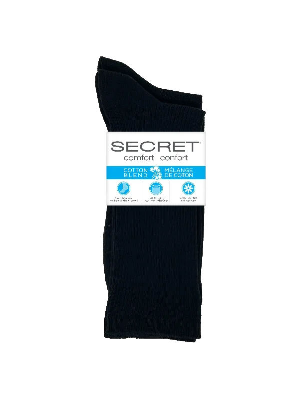 SECRET® Comfort Cotton Non-Binding Ribbed Crew - 2 Pairs