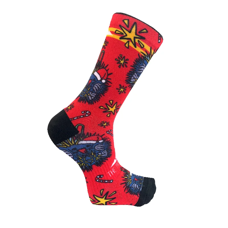 The Trail Co. Running Socks | Christmas Echidna Red